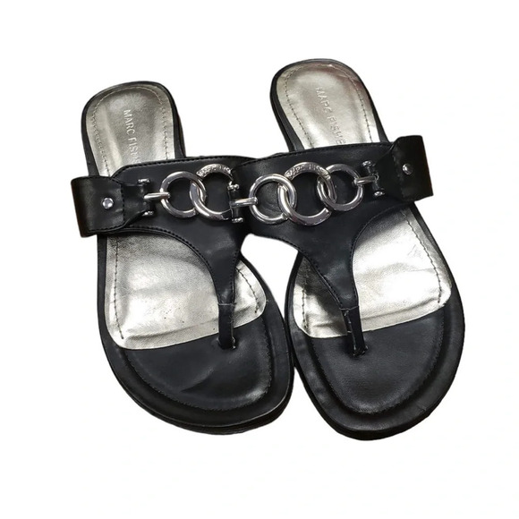 Marc Fisher Leather Thong Toe Sandals  Size 6.5M - Picture 1 of 6